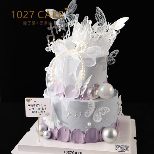 1027CAKE | 双层  紫色系 水晶皇冠蝴蝶蛋糕 商品图0