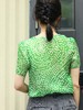 TYNVIE 系带透视短袖衬衫 - 绿色波点 商品缩略图4