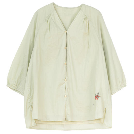 牧衣游原创 手工刺绣100支纯棉衬衫轻薄宽松通勤文艺衬衣 云去来 商品图4