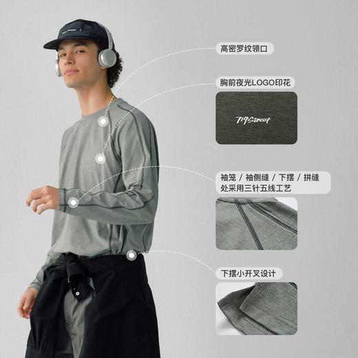 [轻量化系列]714street速干透气排汗弹力宽松长袖T恤男运动上衣 商品图3