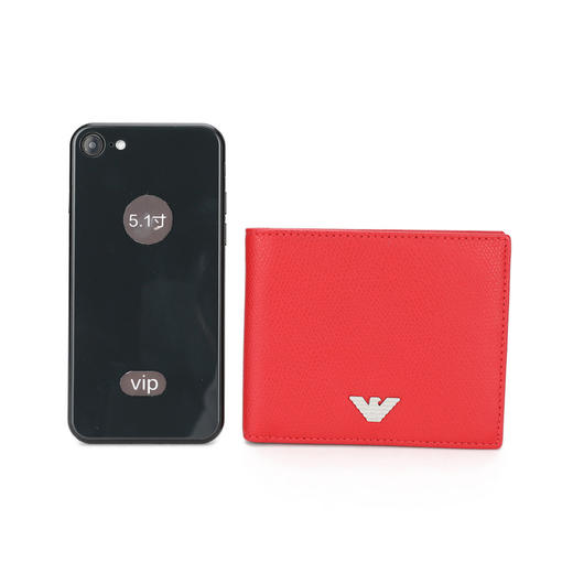 8055180718773 EMPORIO ARMANI 【牛剖层移膜革】男式时尚简约多卡位小巧鹰标logo便捷短款钱包 商品图1