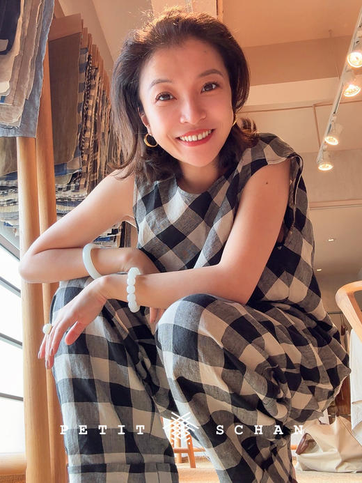 PETIT SCHAN小闪 CLO#852 Magic Carpet's Password 神毯的密码 一千零一夜纯亚麻格纹斜裁无袖上衣 商品图5