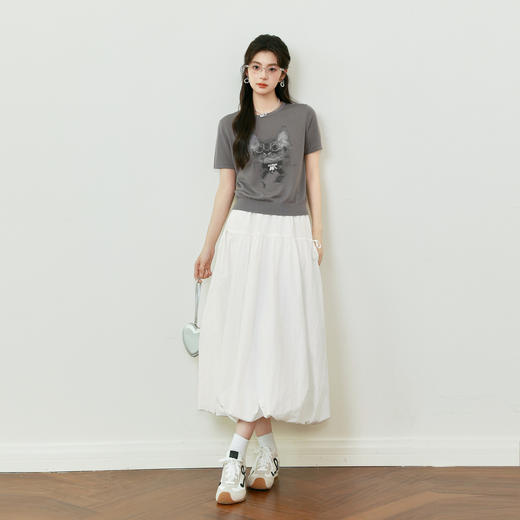 【商场同款】诗凡黎【萌宠系列】诗凡黎花苞量感半身裙2025夏新款蓬松A字裙3G4640881 商品图1