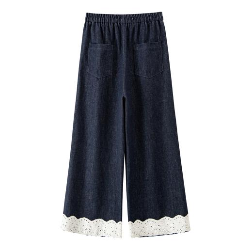 「K」洛诗琳60025气质蕾丝拼接牛仔裤2025夏季刺绣直筒裤10385 商品图3