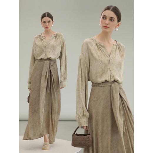 COCOBELLA侘寂风花萝提花炒色衬衣新中式衬衫国风上衣SR7048 商品图1