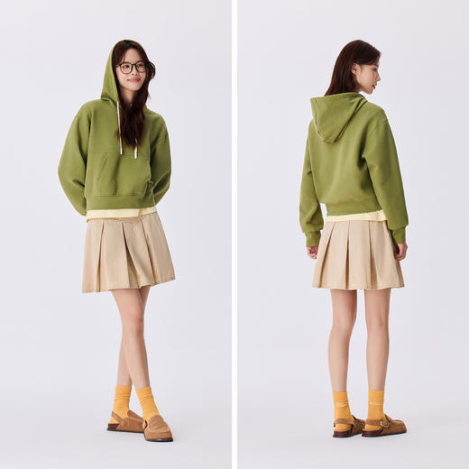 森马卫衣女短款基础款慵懒风套头衫百搭秋季简约落肩宽松连帽衣服 商品图4