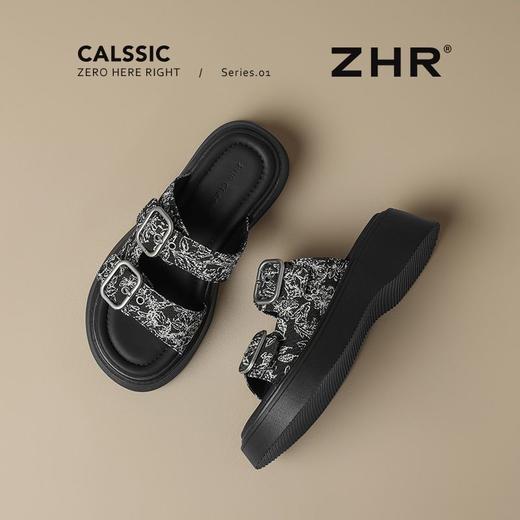 ZHR厚底拖鞋女2025夏季新款新中式国潮外穿一字拖配裙休闲沙滩鞋 商品图5