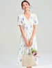 重工刺绣花朵薄棉透气法式简约V领收腰显瘦气质连衣裙 商品缩略图5