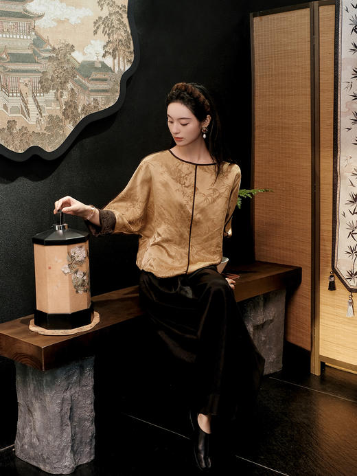 盛唐牡丹 |风清影竹重缎香云纱双面穿外套 商品图2