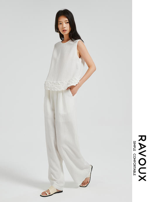 272049927荷叶下摆麻料上衣 商品图1