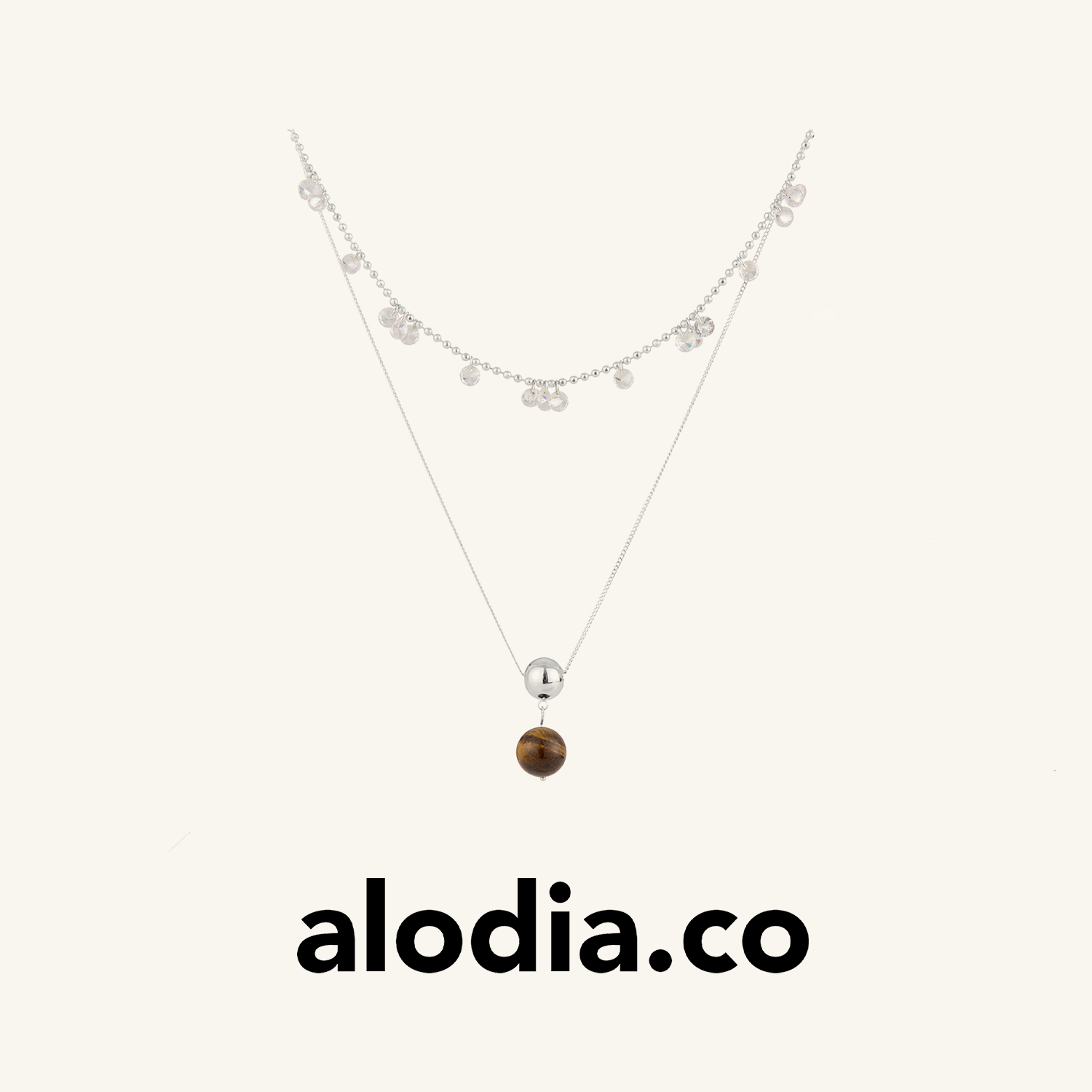 【夏季新款】alodia.co 品牌直发 晨露黑玛瑙/虎眼石双层项链 叠戴锁骨链可拆卸925银手工串珠设计款小众高级感