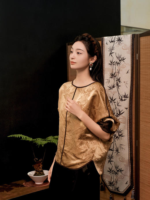 盛唐牡丹 |风清影竹重缎香云纱双面穿外套 商品图3