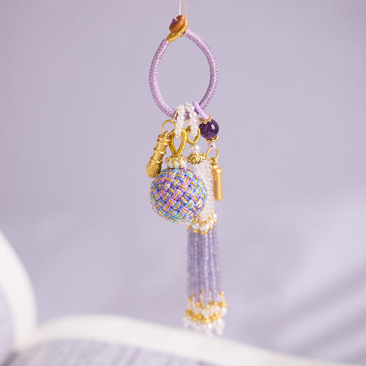 【普陀山】有球必应手工编织紫色绳流苏款  汽车挂件包包挂坠 商品图3