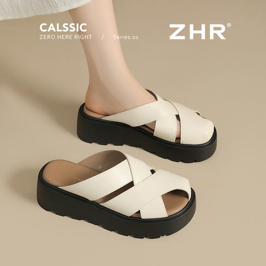 ZHR法式包头拖鞋女外穿夏新款2025百搭厚底编织罗马沙滩凉鞋女 商品图1