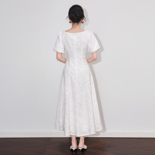 「高货wl」全新升级【铂金会员367/天猫489/差价122】(05629)洛诗琳法式重工镂空绣花连衣裙2025夏季泡泡袖优雅长裙 商品图1