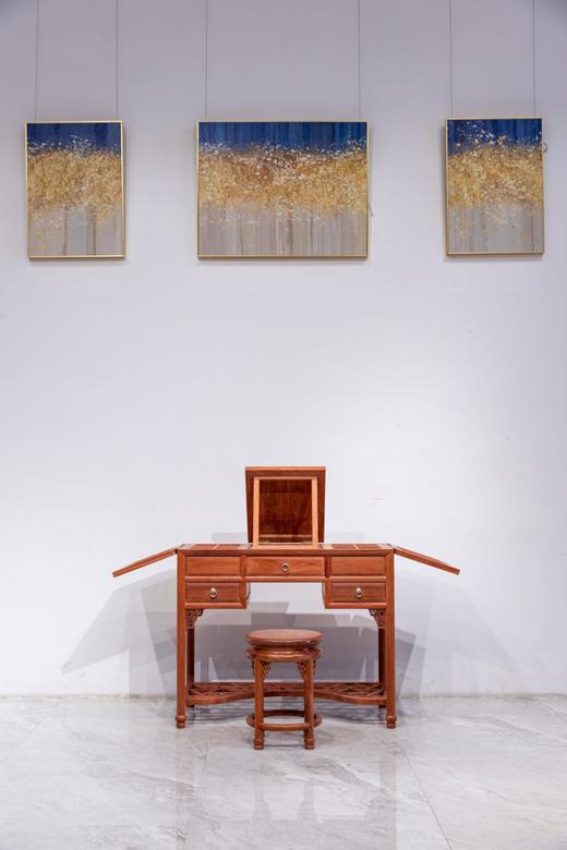 红桥红  家具严选  缅甸花梨(大果紫檀）  【98 三翻盖 梳妆台 两件套】 商品图1