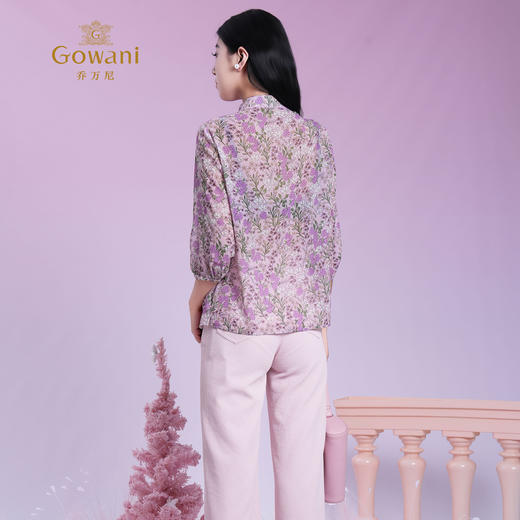 乔万尼新品悠然假日宽松碎花短袖上衣ED2C533 商品图4