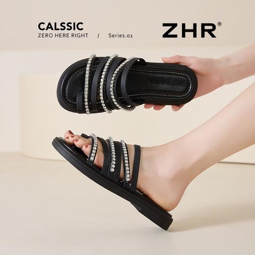 ZHR则则水钻平底夹趾拖鞋女鞋2025夏季新款时髦洋气舒适透气鞋子 商品图9