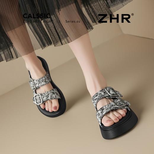 ZHR厚底拖鞋女2025夏季新款新中式国潮外穿一字拖配裙休闲沙滩鞋 商品图8