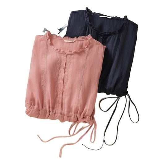 雀说新款棉麻文艺通勤简约纯色轻薄显瘦中长款连衣裙AL9056 商品图4