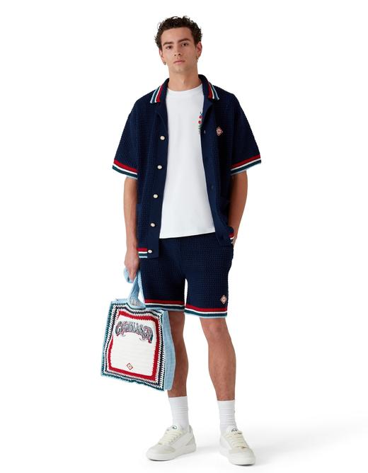 男款logo刺绣钩针针织短裤 可配套装 商品图3