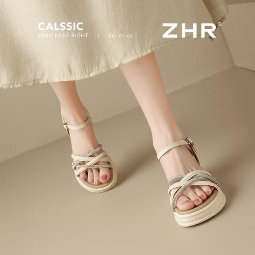 ZHR时尚水钻坡跟凉鞋2025新款夏季洋气ins高级爆款增高厚底凉鞋女 商品图6