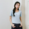 【商场同款】诗凡黎【萌宠系列】诗凡黎蓝色U领正肩T恤2025夏新款薄款上衣3G4600641 商品缩略图0