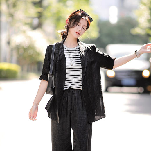 丁摩140克针织真丝背心2025夏季圆领条纹遮副乳上衣ALF3631 商品图2