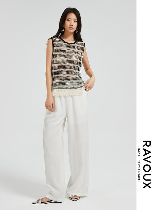 272169930麻料松弛感阔腿裤 商品图1