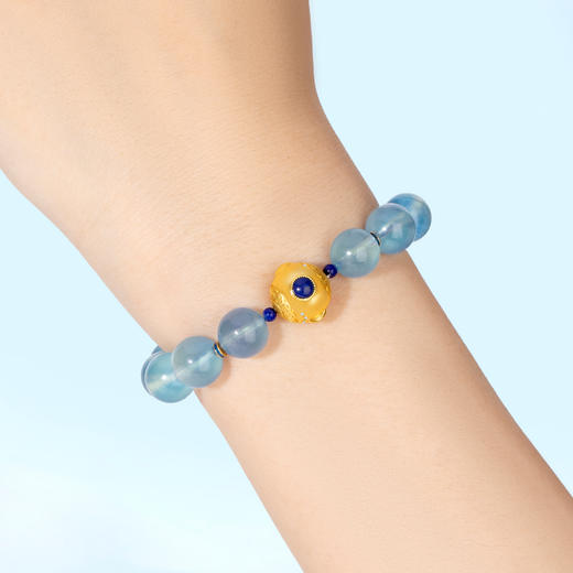 五行“喜水”系列 海蓝聚宝 天然海蓝宝手链串 商品图4