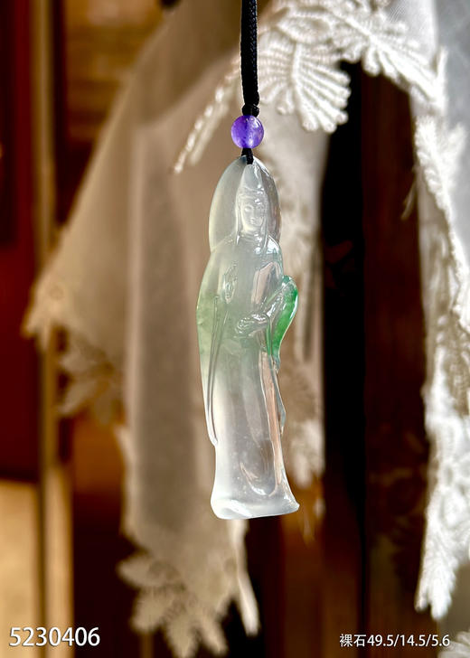 5230406，高冰近玻璃飘翠观音裸石。具体价格微信咨询 商品图1
