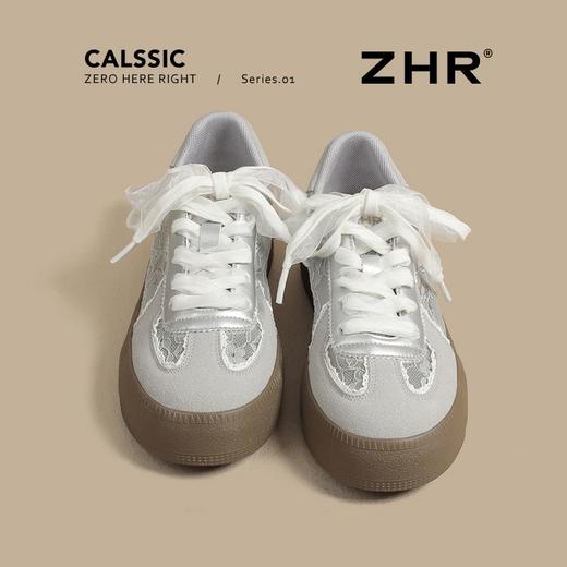 ZHR则则复古蕾丝德训鞋女2025新款花边百搭板鞋厚底增高休闲鞋女 商品图3