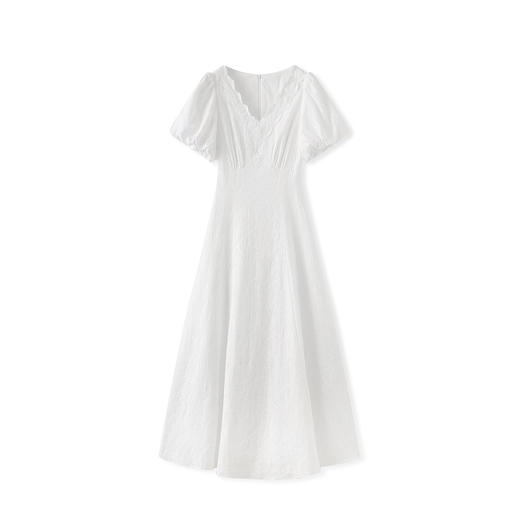 「高货wl」全新升级【铂金会员367/天猫489/差价122】(05629)洛诗琳法式重工镂空绣花连衣裙2025夏季泡泡袖优雅长裙 商品图4