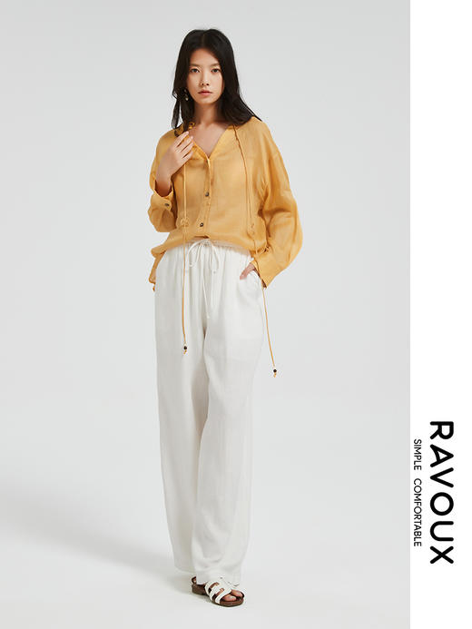 272039928前后V领苎麻上衣 商品图2