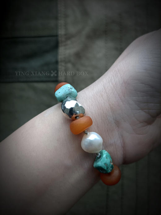 原创【风格～孤品手作】绿松石珍珠蜜蜡手链｜非7日无理由退换货 商品图4