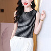 丁摩140克针织真丝背心2025夏季圆领条纹遮副乳上衣ALF3631 商品缩略图6