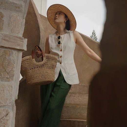 宝石绿汉麻阔腿裤/马甲，高级显贵，大城市的“解压器”【马甲预售5-7天发货，亚麻裤预售3-7天，不含周末】【G】 商品图3