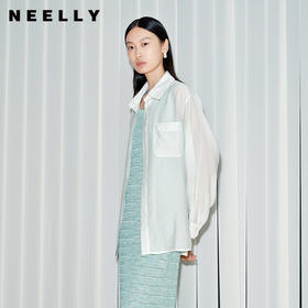 NEELLY纳俪商场同款夏季新款经典天丝轻薄长袖衬衫女气质宽松外套N25071B01011