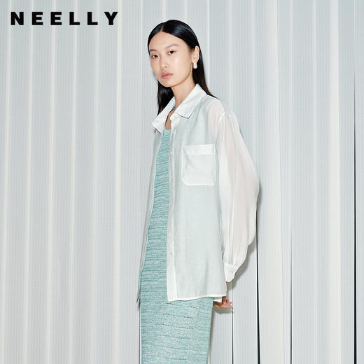 NEELLY纳俪商场同款夏季新款经典天丝轻薄长袖衬衫女气质宽松外套N25071B01011 商品图0