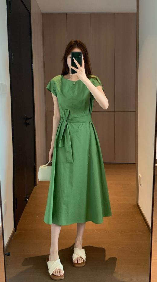 LP同款立体剪裁高支高密100棉府绸小飞袖净版OL通勤连衣裙 商品图0