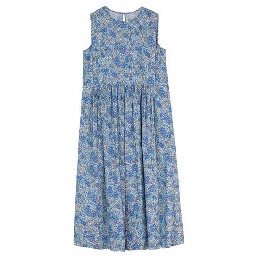 牧衣游原创 夏花印花纯棉连衣裙宽松文艺碎花无袖长裙 空山流水 商品图4