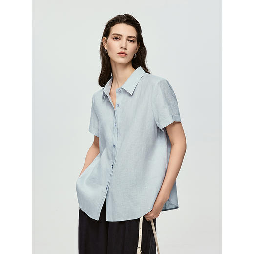 棉仓363604047-初棉全麻双门襟短袖衬衫 商品图3