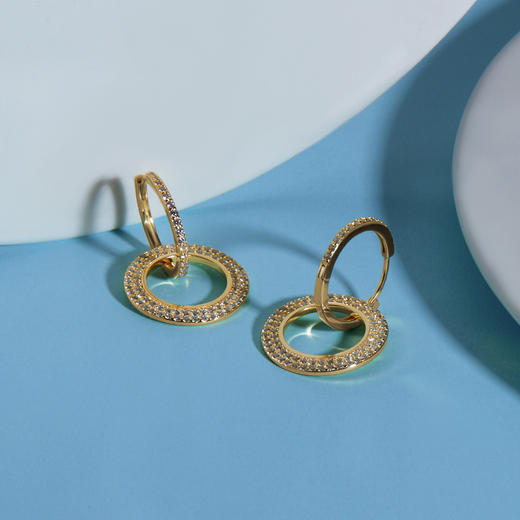 EES48800032SXXXX0000 潮宏基CHJ 集团旗下梵迪 圆形满镶双圈个性时尚银耳钉s925银 商品图2