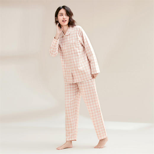 康妮雅女士长袖长裤开襟套装 商品图1