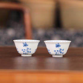 【曰何】 青花花卉小品杯