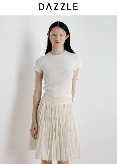 【大都会】 DAZZLE 地素连衣裙2025年夏季新款白色百褶连衣裙 商品图0