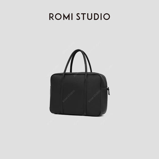 ROMI STUDIO“简约复古”全粒面头层羊皮黑色方形手提包 RWCLP31952【发货时间25-30天】 商品图1
