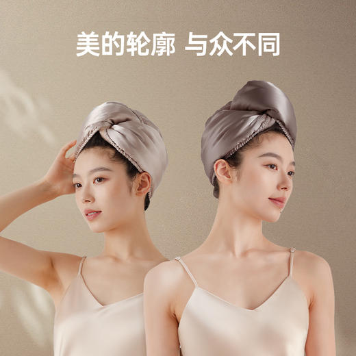 洁丽雅绸缎干发帽速干保暖快干防寒家用吸水干发双层加厚长发睡帽 商品图2