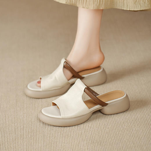 【预售5天】夏季新头层小羊皮轻底柔软舒适云朵厚底4cm凉鞋凉拖鞋女DTN&1193-20 商品图2