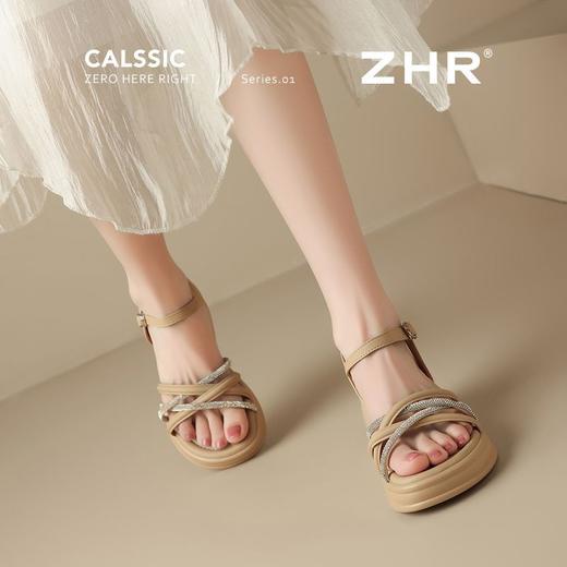 ZHR时尚水钻坡跟凉鞋2025新款夏季洋气ins高级爆款增高厚底凉鞋女 商品图8